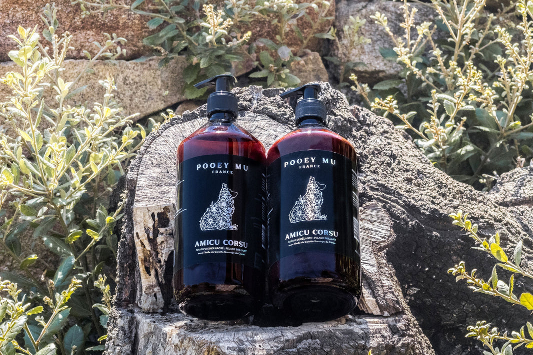 Pooey-Mu-Amicu-Corsu-Shampooing-et-Crème-Démêlante-pour-chiens